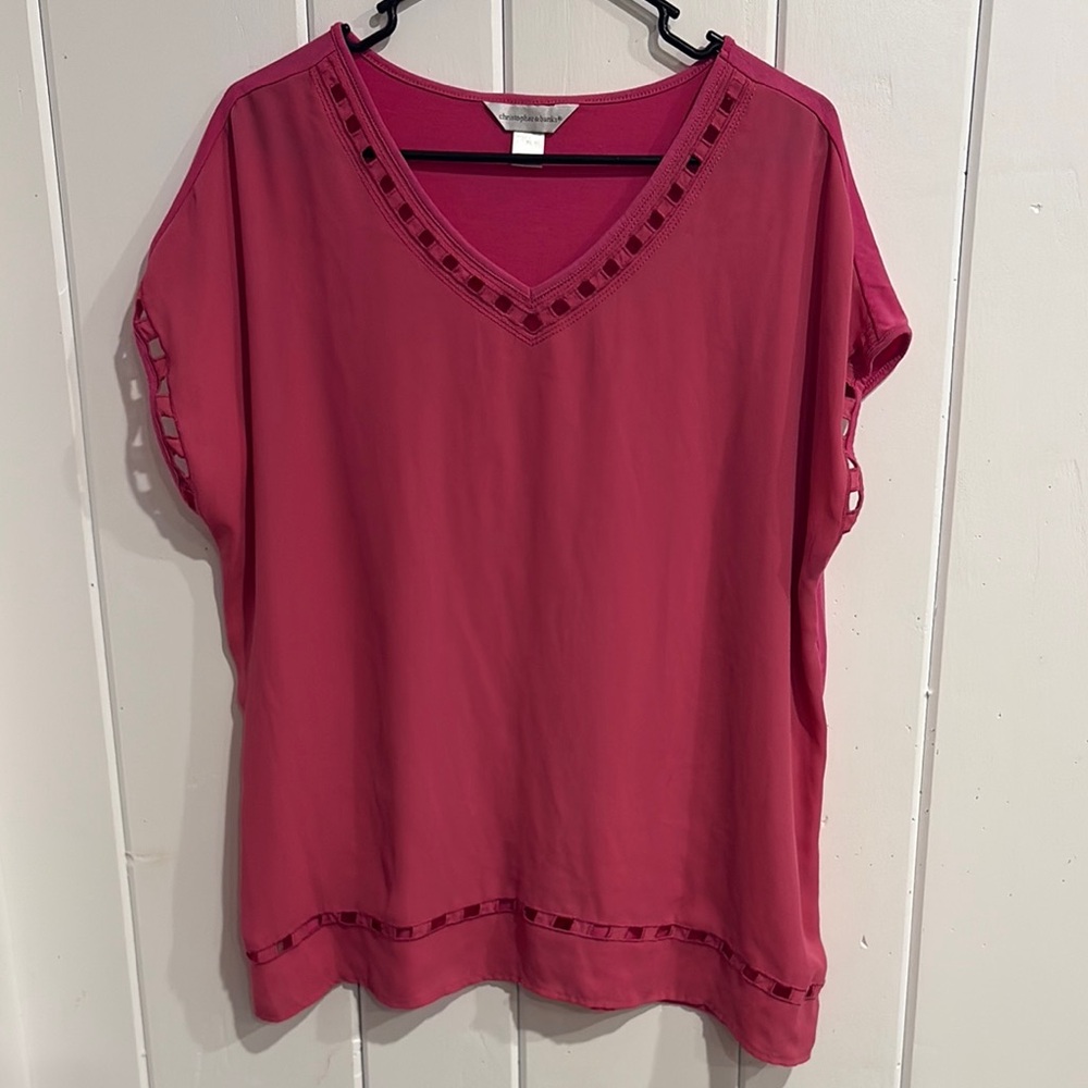 Women's Pink V-Neck Top